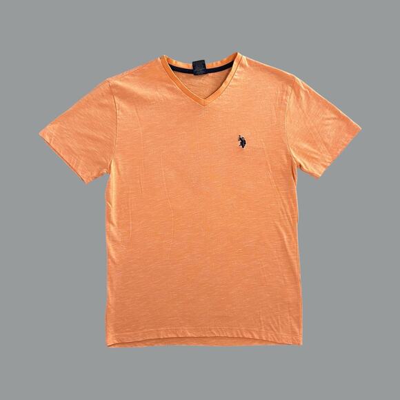 U.S. Polo Assn. Men’s Orange V-Neck T-Shirt Sz: S - Picture 1 of 3